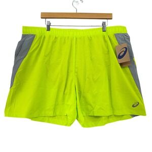 Asics Mens 5in PR Lyte Short 2.0 Neon Yellow Grey Athletic Running 2011C761 3XL